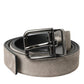 Dolce & Gabbana Beige Suede Leather Silver Metal Buckle Belt