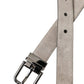 Dolce & Gabbana Beige Suede Leather Silver Metal Buckle Belt