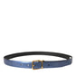 Dolce & Gabbana Metallic Blue Leather Gold Metal Buckle Belt