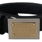 Dolce & Gabbana Black Calf Leather Metal Square Buckle Belt