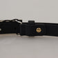 Dolce & Gabbana Black Calf Leather Metal Square Buckle Belt