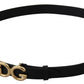 Dolce & Gabbana Black Leather Metal #DG Logo Buckle Belt