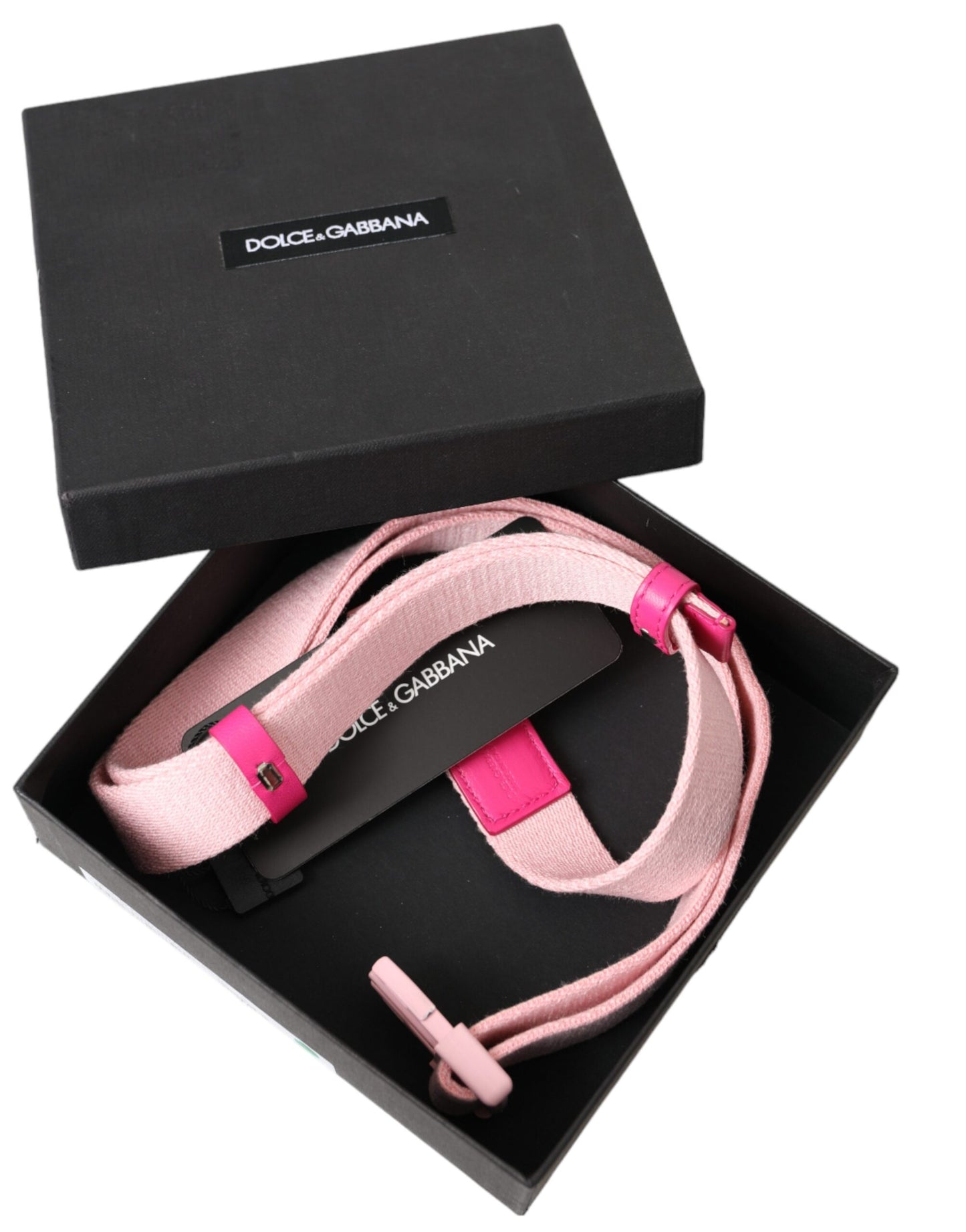 Dolce & Gabbana Pink Canvas Stretch Plastic Buckle Women Belt