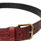 Dolce & Gabbana Brown Alligator Leather Studded Metal Buckle Belt