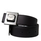 Dolce & Gabbana Black Calf Leather Square Metal Buckle Belt