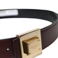 Dolce & Gabbana Burgundy Leather Square Metal Buckle Belt