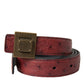 Dolce & Gabbana Brown Leather Square Metal Buckle Belt