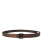 Dolce & Gabbana Bronze Leather Square Metal Buckle Belt