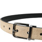 Dolce & Gabbana Beige Suede Leather Silver Metal Buckle Belt