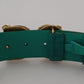 Dolce & Gabbana Green Amore Leather Logo Buckle Women Belt