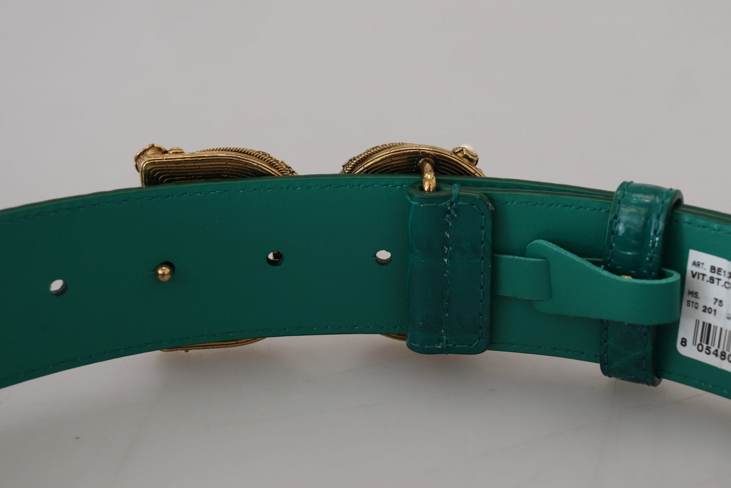 Dolce & Gabbana Green Amore Leather Logo Buckle Women Belt