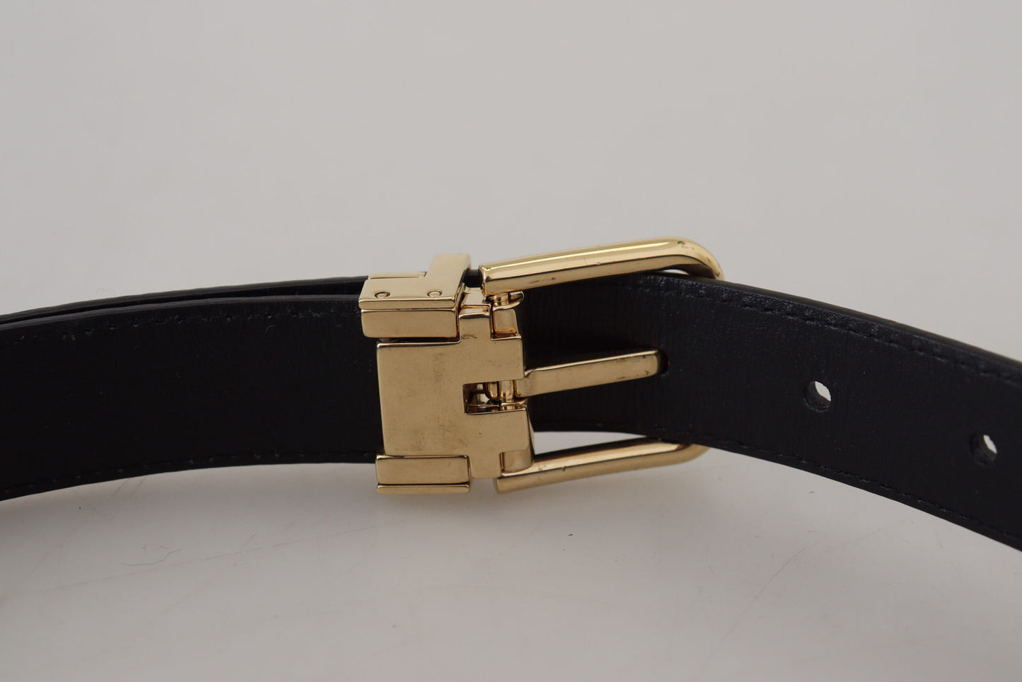 Dolce & Gabbana Black Exotic Leather Gold Metal Buckle Belt