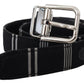 Dolce & Gabbana Black White Cotton Metal Silver Buckle Belt