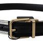 Dolce & Gabbana White Black Patchwork Gold Metal Buckle Belt