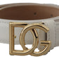 Dolce & Gabbana White Leather Gold DG Logo Buckle Belt Women