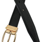 Dolce & Gabbana Black Calf Leather Gold Metal Buckle Belt