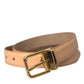 Dolce & Gabbana Beige Calfskin Leather Gold Metal Buckle Belt