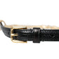 Dolce & Gabbana Black Leather Gold Chain Crystal Waist Women Belt