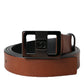 Dolce & Gabbana Dark Brown Leather Square Metal Buckle Belt