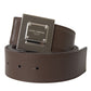 Dolce & Gabbana Brown Calf Leather Square Metal Buckle Belt