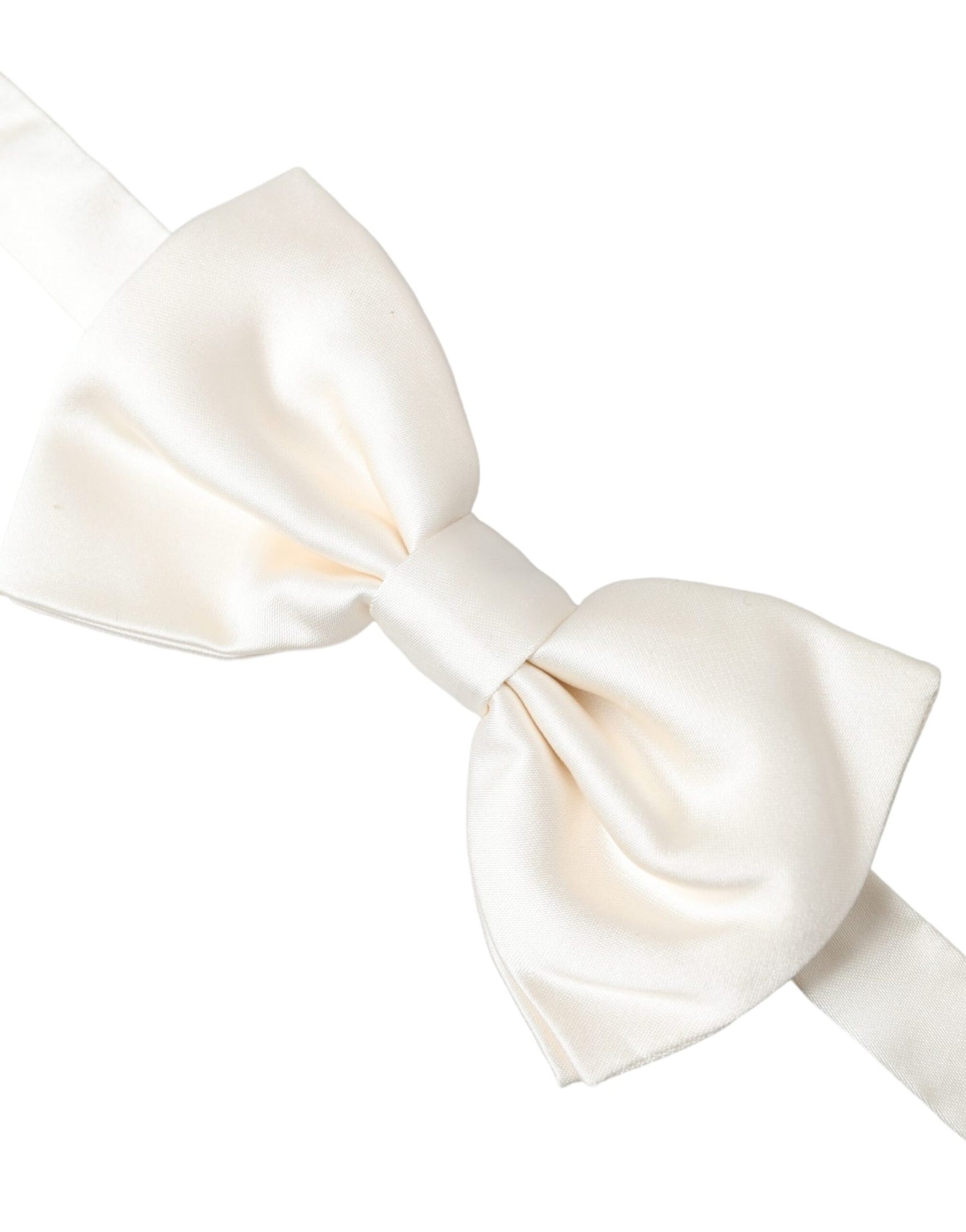 Dolce & Gabbana Off White Silk Adjustable Neck Men Bow Tie