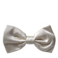 Dolce & Gabbana Off White Silk Adjustable Neck Men Bow Tie