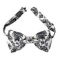 Dolce & Gabbana White Black Floral Adjustable Men Neck Bow Tie