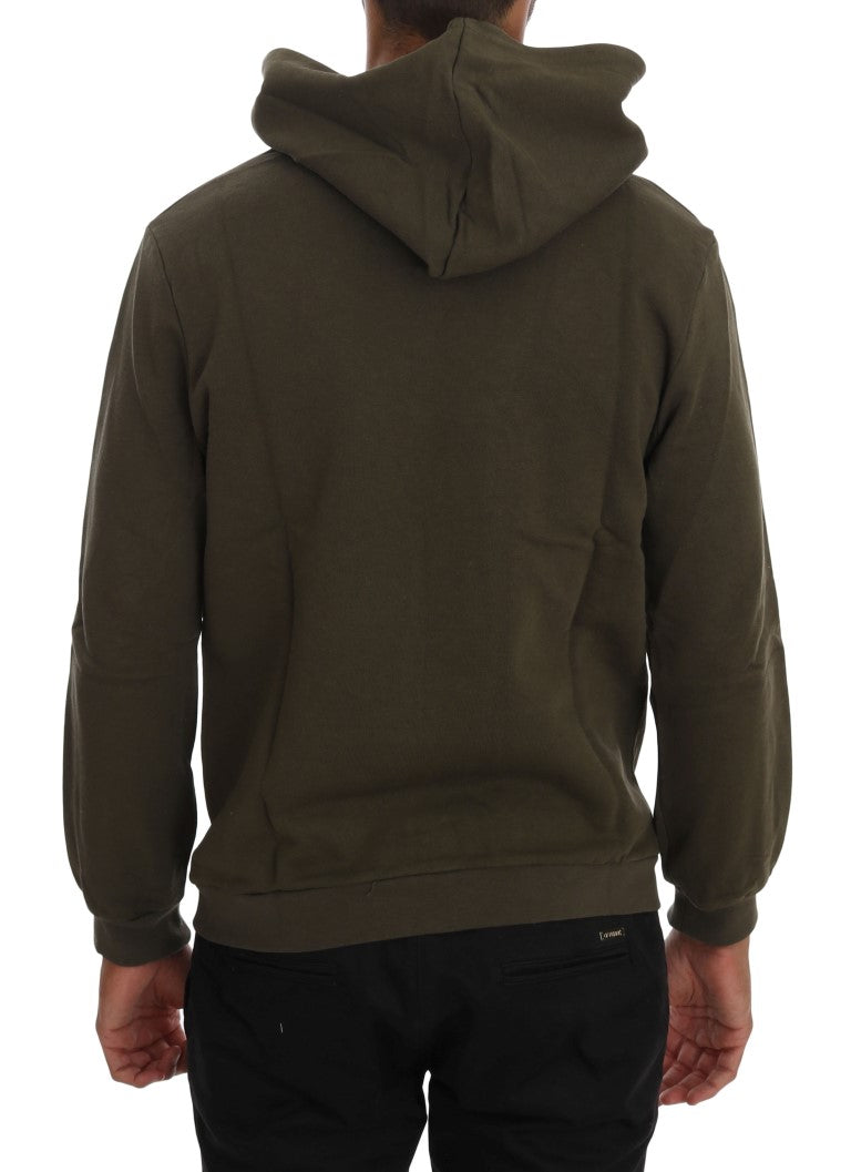 Daniele Alessandrini Elegant Green Cotton Hooded Sweater