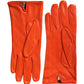 Dolce & Gabbana Orange Leather Quilted Wrist Length Gloves