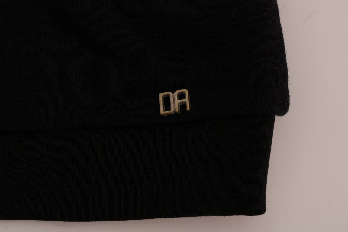 Daniele Alessandrini Elegant Black Cotton Crewneck Sweater