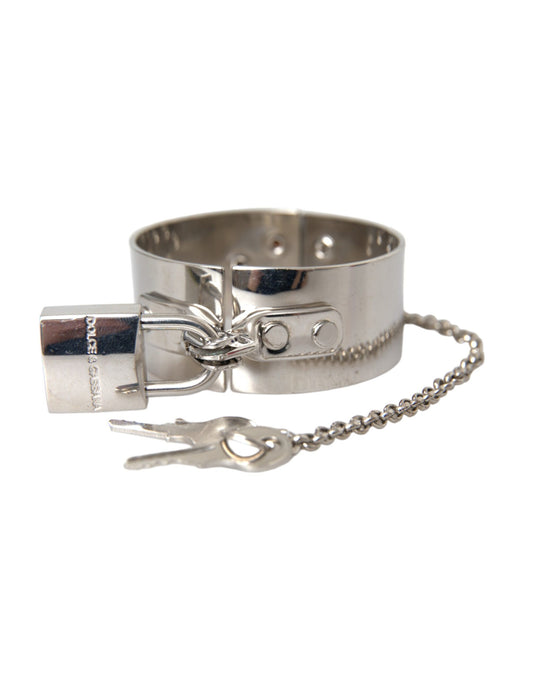 Dolce & Gabbana Silver Metal Brass 1999 Bondage Handcuff Runway Bracelet