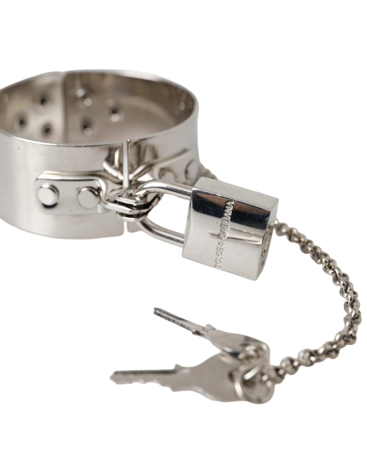 Dolce & Gabbana Silver Metal Brass 1999 Bondage Handcuff Runway Bracelet