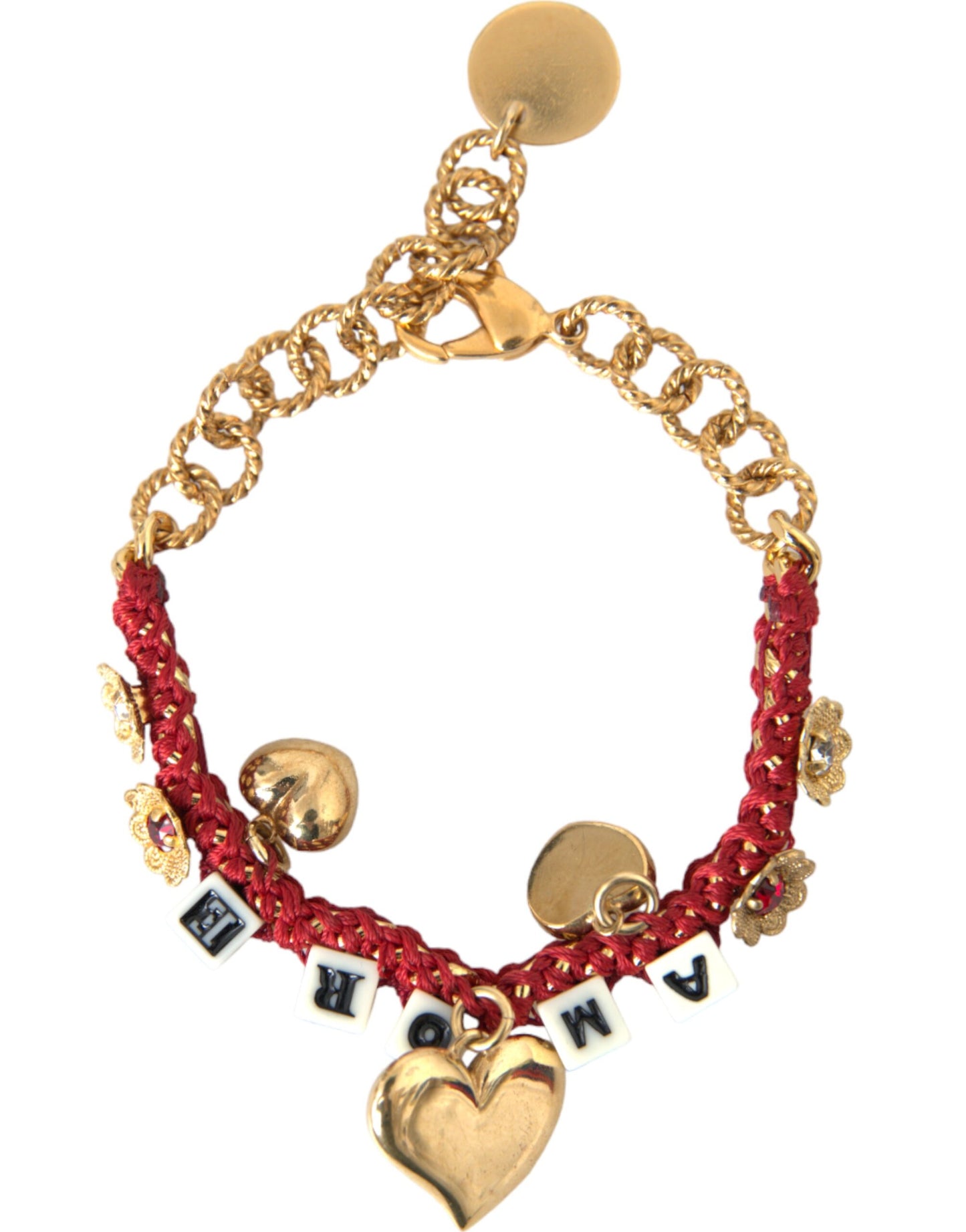 Dolce & Gabbana Gold Tone Brass Chain AMORE Fashion Bracelet