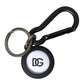 Dolce & Gabbana Black White Rubber DG Logo Round Metal Keyring Keychain