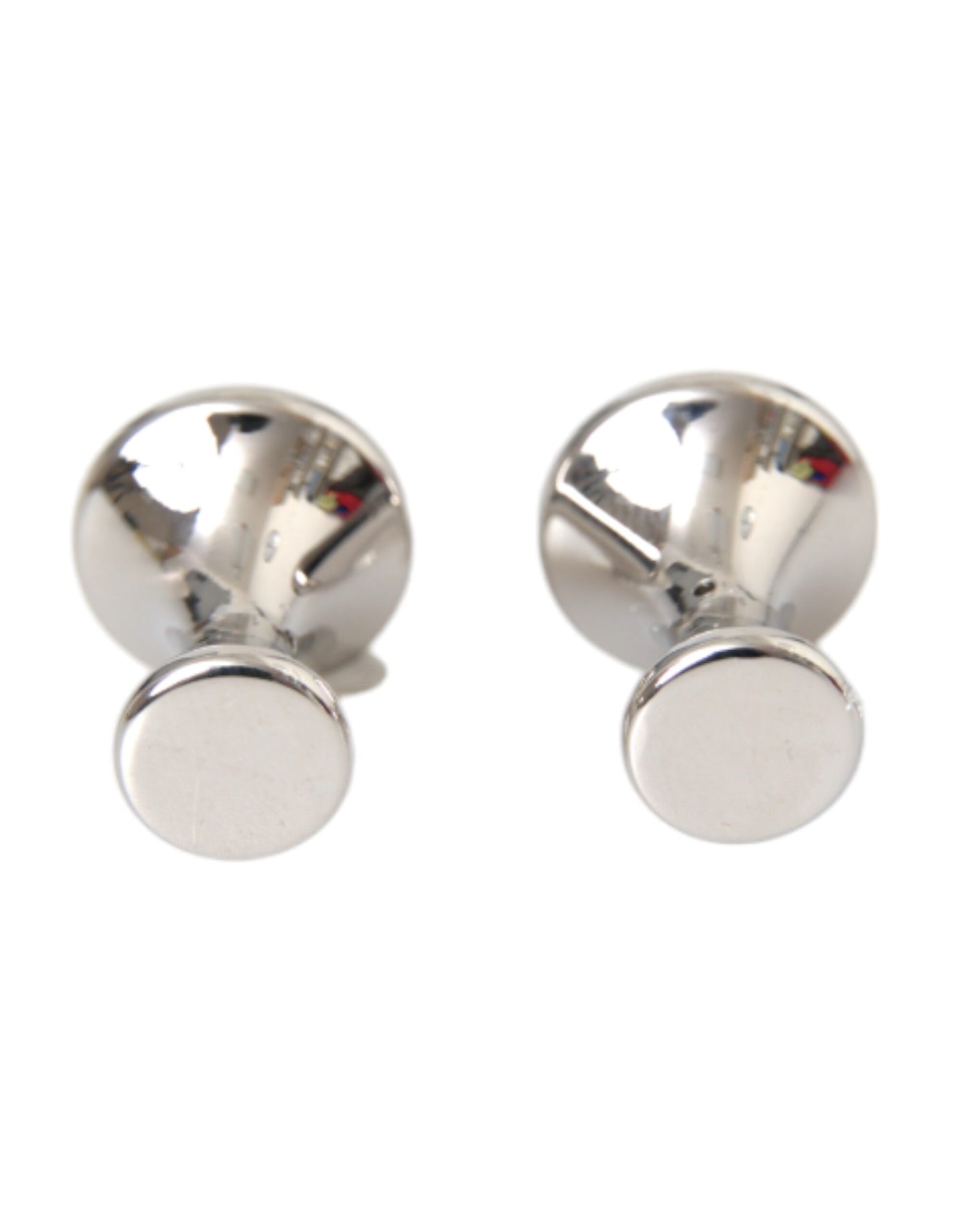 Dolce & Gabbana Silver Plated Brass Round Pin DG Logo Cufflinks