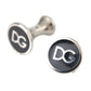 Dolce & Gabbana Silver Plated Brass Round Pin DG Logo Cufflinks