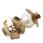 Dolce & Gabbana Gold Tone Maxi Faux Pearl Floral Clip-on Jewelry Earrings