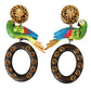 Dolce & Gabbana Multicolor Parrot Wood Brass Crystal Embellished Earring