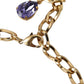 Dolce & Gabbana Gold Brass Crystal Purple Pink Pearl Pendants Necklace