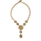 Dolce & Gabbana Gold Brass Crystal Purple Pink Pearl Pendants Necklace