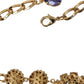 Dolce & Gabbana Gold Brass Crystal Purple Pink Pearl Pendants Necklace