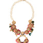 Dolce & Gabbana Gold Brass Link Chain RosePetal Crystal Pendant Necklace