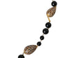 Dolce & Gabbana Gold Tone Brass Black Printed Beaded Long Chain Necklace