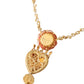 Dolce & Gabbana Gold BrassChain Sacred Heart Rose Crystal Charm Necklace