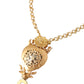 Dolce & Gabbana Gold Brass Chain Sacred Heart Crystal Charm Necklace