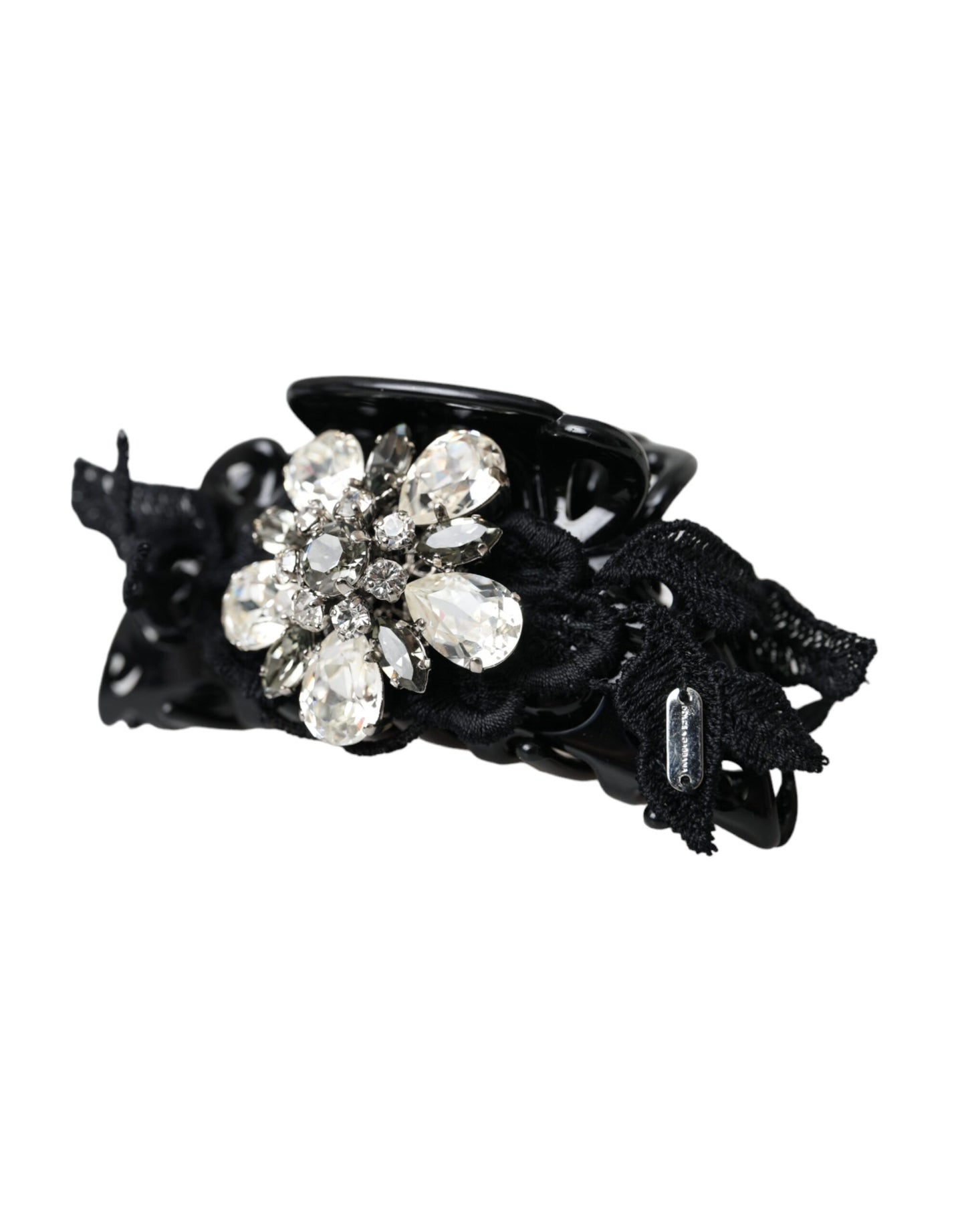 Dolce & Gabbana Black Plastic Crystal Jewelry Brooch Hair Pin