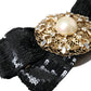 Dolce & Gabbana Black Sequin Pearl Handmade Brooch Hair Pin