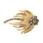 Dolce & Gabbana Gold Brass Leaf Crystal Embellished Brooch Pin