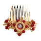 Dolce & Gabbana Gold Brass Crystal Heart Floral Hair Comb