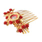 Dolce & Gabbana Gold Brass Crystal Heart Floral Hair Comb